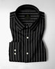 Opal Black and Flash White Chalk Stripes Oxford Cotton Shirt