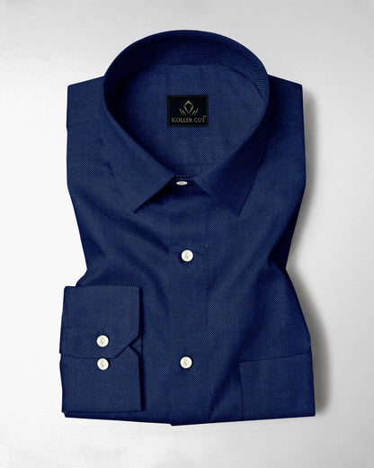 Estate Blue Two Toned Premium Oxford Cotton Shirt