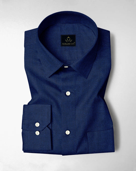 Estate Blue Two Toned Premium Oxford Cotton Shirt