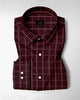 Huckleberry Maroon with White and Argan Brown Dash Checks Cotton Shirt