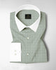 Pistachio Green and Salt White Graph Checks Designer Cotton Shirt