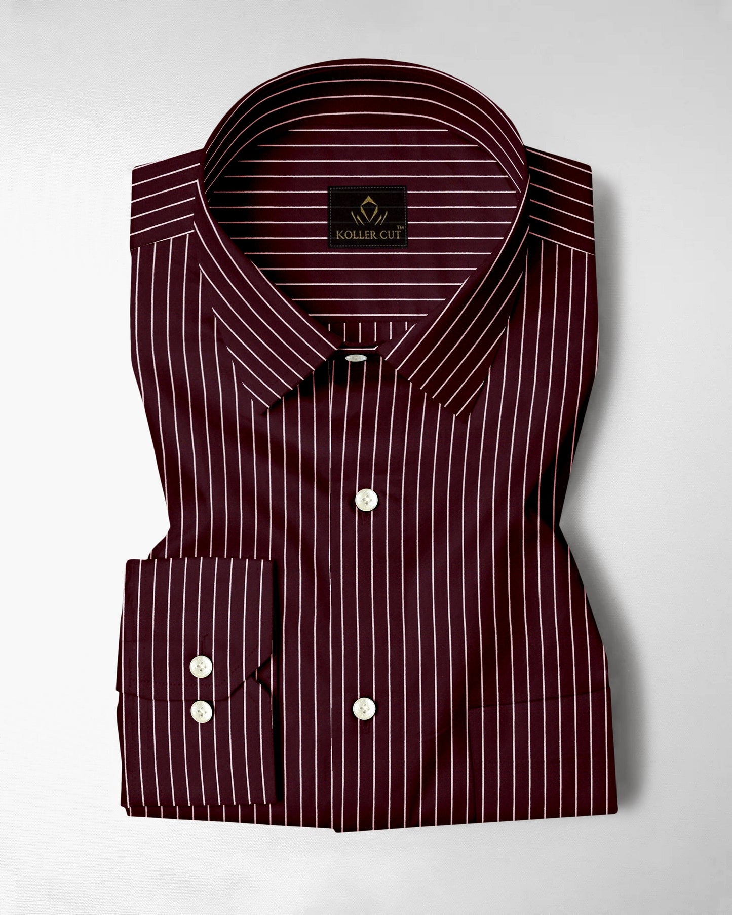 Cordovan Red and Salt White  Pinstripes Cotton Shirt