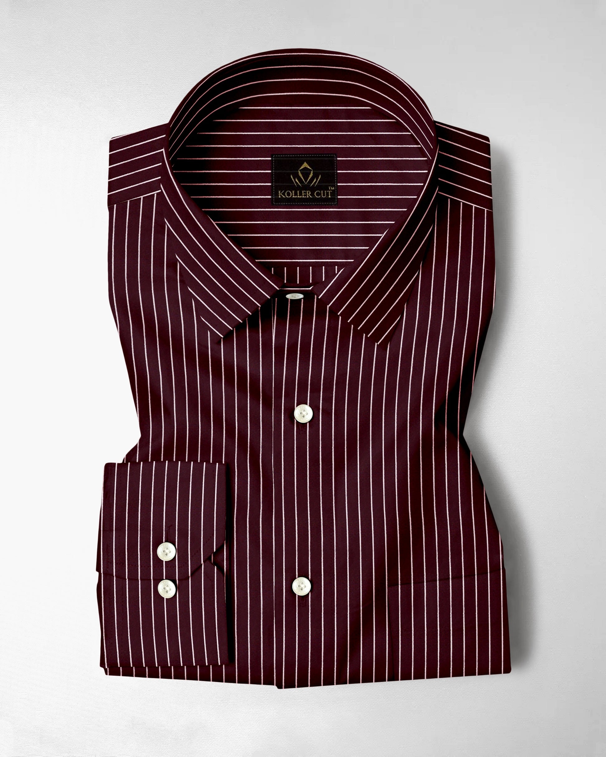 Cordovan Red and Salt White  Pinstripes Cotton Shirt