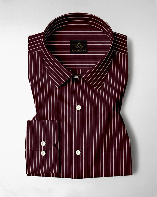 Cordovan Red and Salt White  Pinstripes Cotton Shirt