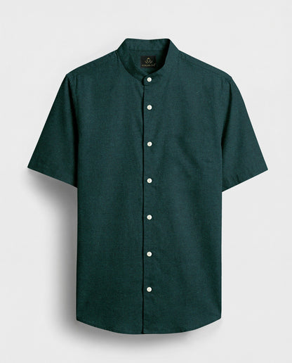 Eden Green Two Toned Mandarin Collar Premium Oxford Cotton Shirt