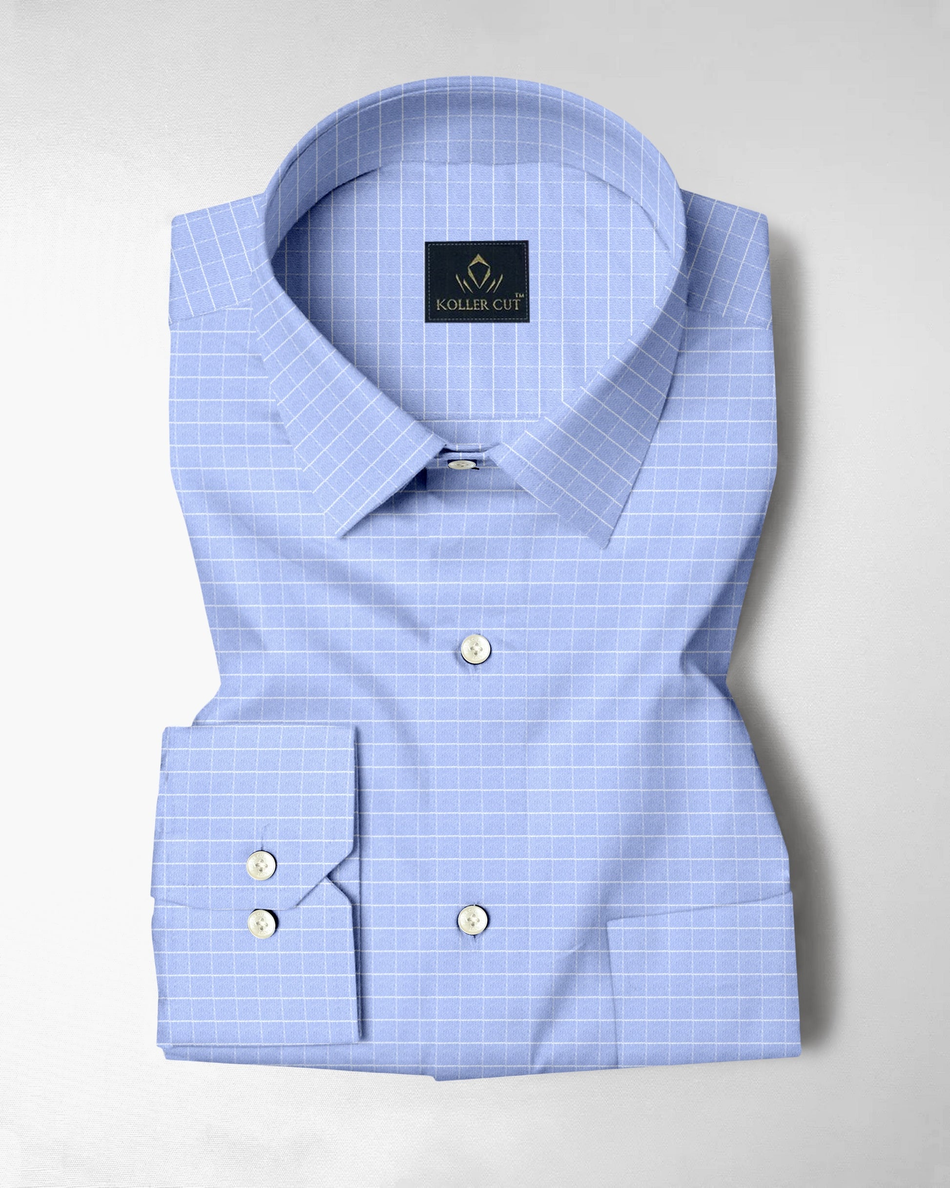 Hawkes Blue and Snow White Checks Cotton Shirt