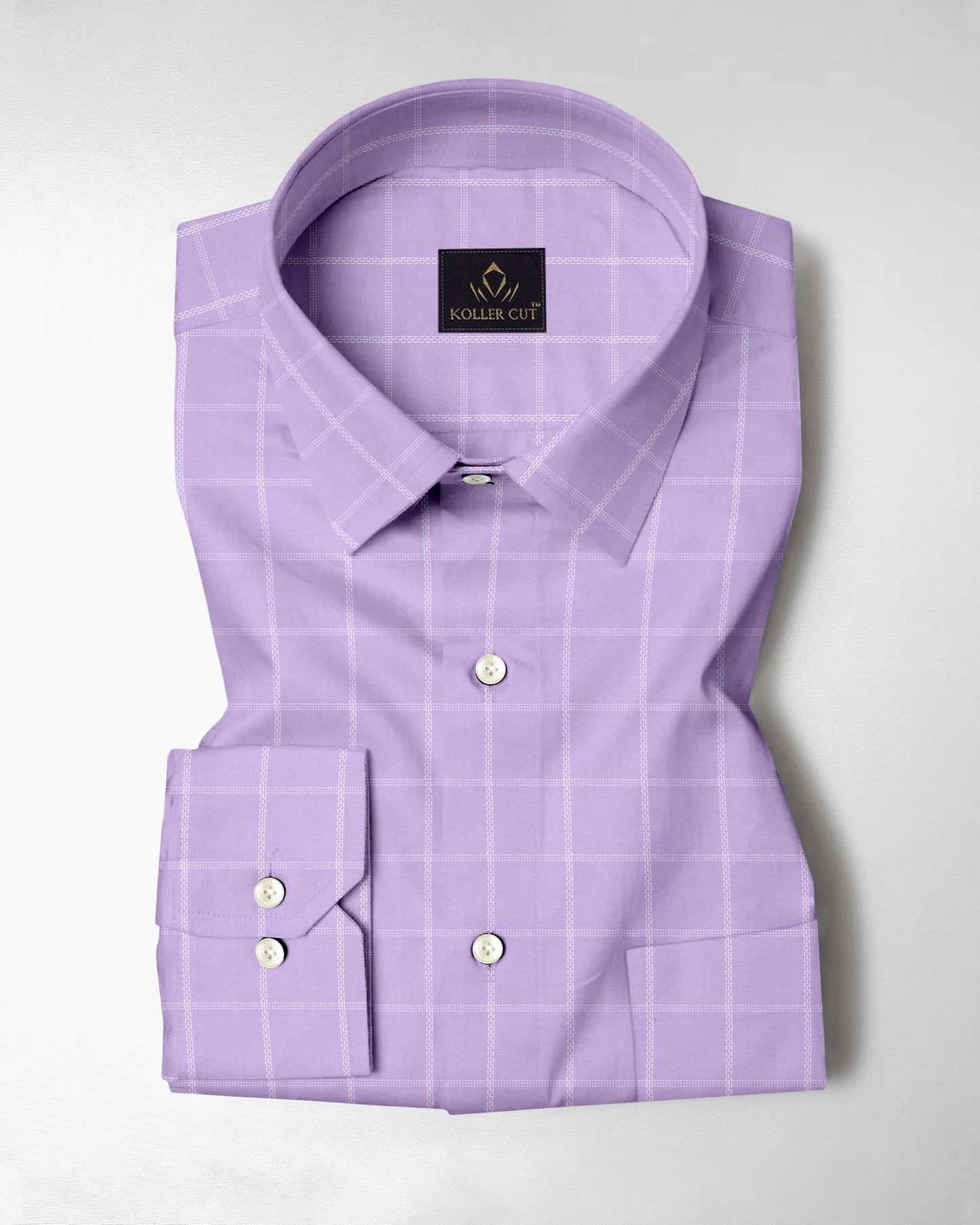 Sheer lilac Purple and Frost White Checks Cotton Shirt