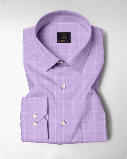 Sheer lilac Purple and Frost White Checks Cotton Shirt
