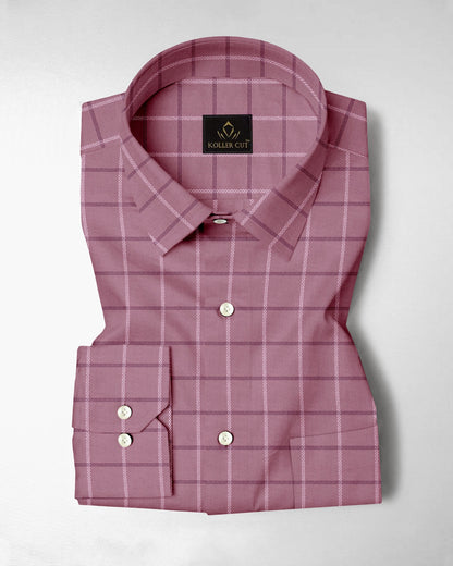 Polignac Pink with White and Rhubarb Red Checks Cotton Shirt