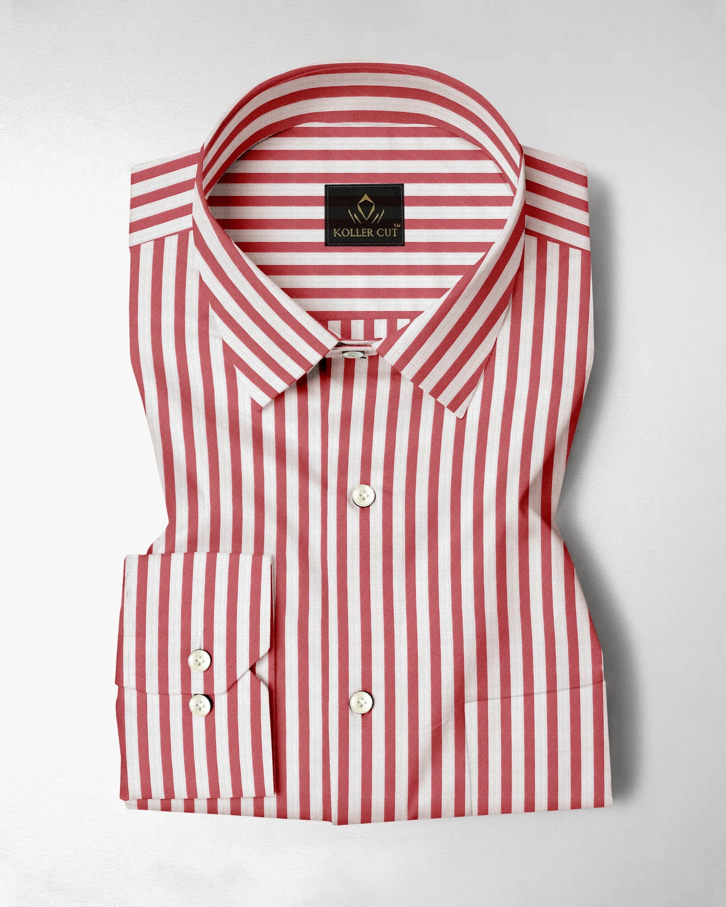 Sandalwood Red And Milky White Stripes Oxford Structured Cotton Shirt