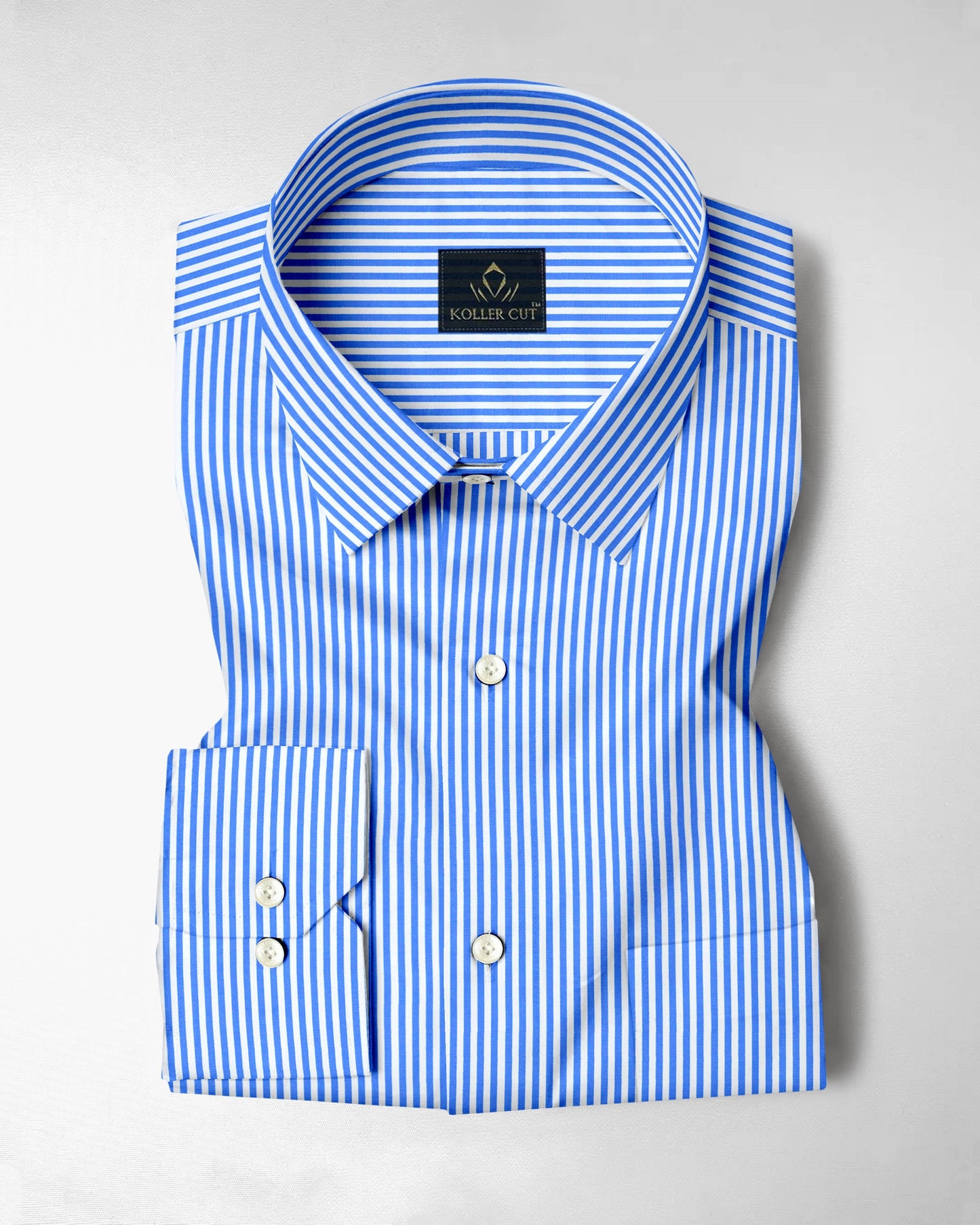 Cornflower Blue and White Pinstripes Premium Cotton Shirt