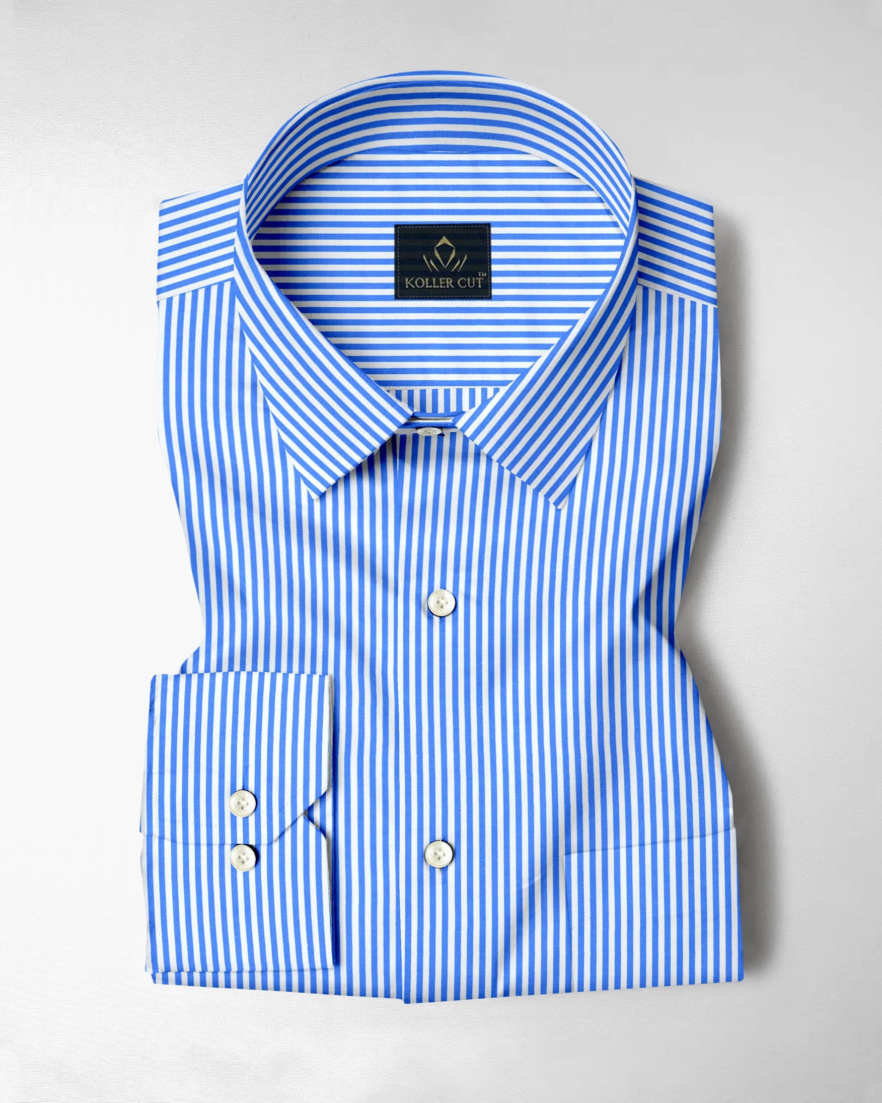 Cornflower Blue and White Pinstripes Premium Cotton Shirt
