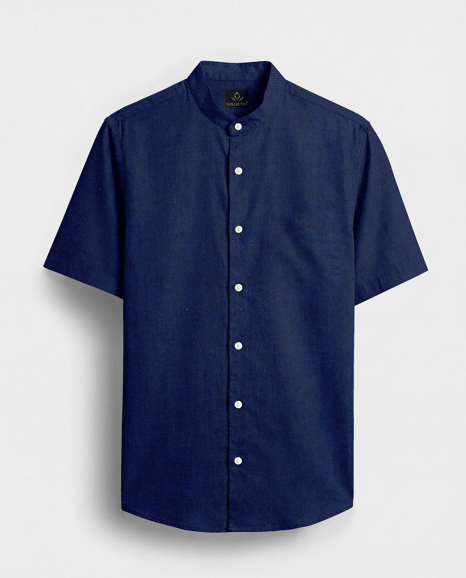 Estate Blue Two Toned Mandarin Collar Premium Oxford Cotton Shirt