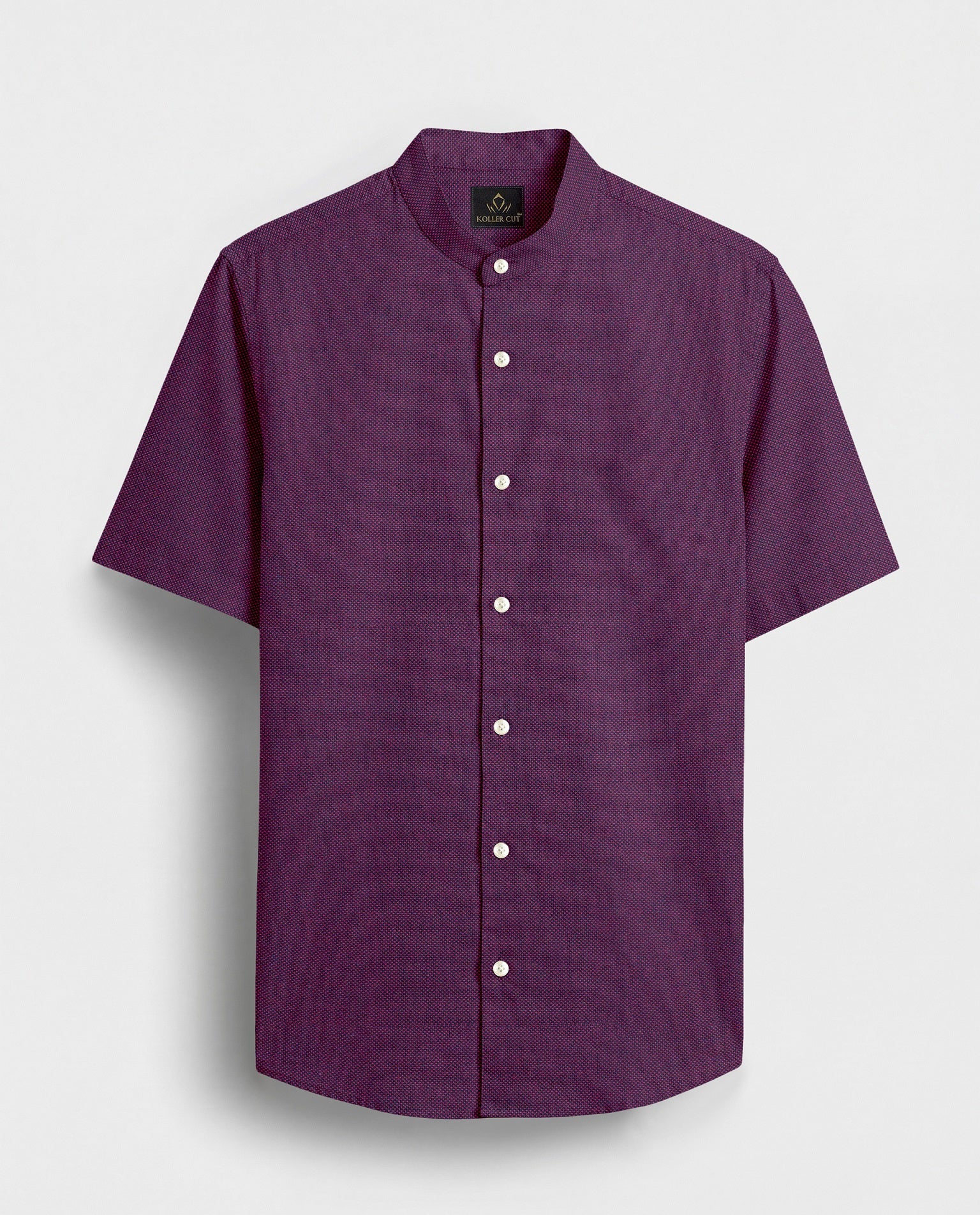 Gloxinia Purple Two Toned Mandarin Collar Premium Oxford Cotton Shirt
