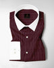 Cordovan Red and Salt White  Pinstripes Designer Cotton Shirt
