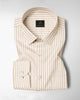 White and Tapioca Cream Candy Stripes Oxford Cotton Shirt