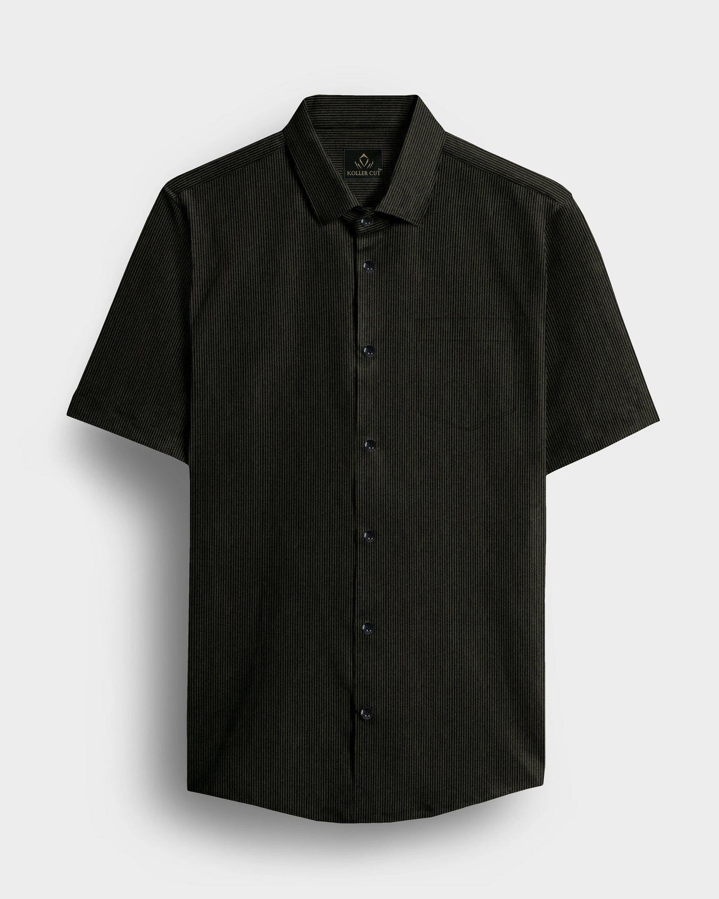 Jade Black and Spruce Green Herringbone Stripes Oxford Cotton Shirt
