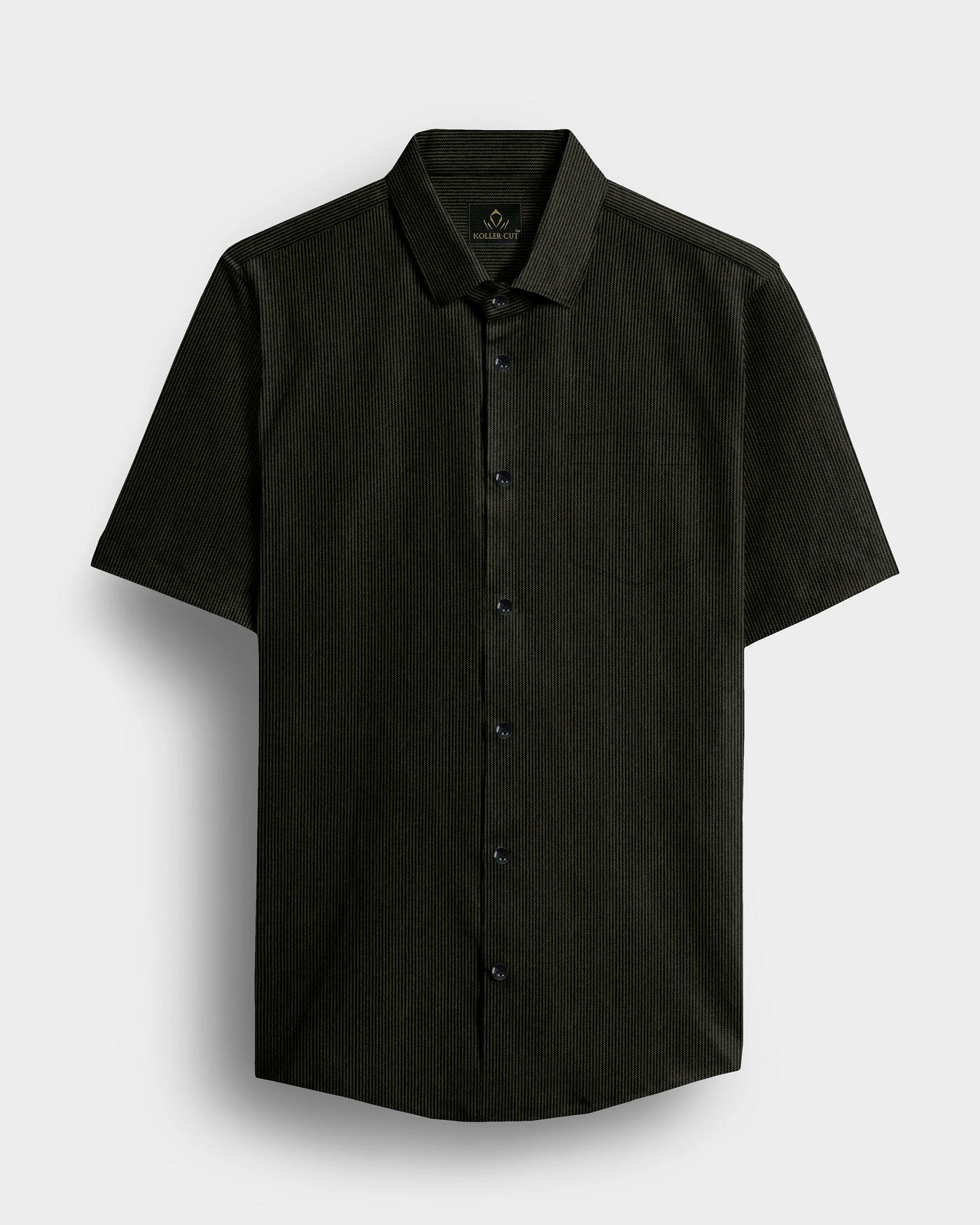 Jade Black and Spruce Green Herringbone Stripes Oxford Cotton Shirt
