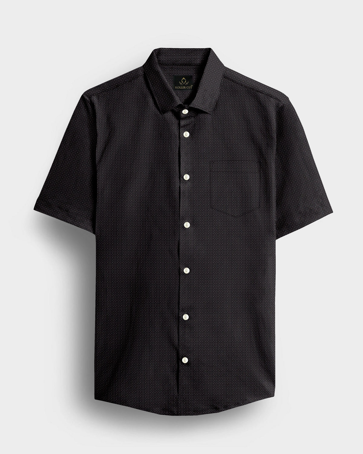 Olive with Espresso Brown and Jade Black Square Jacquard Check 2 Ply Giza Cotton Shirt