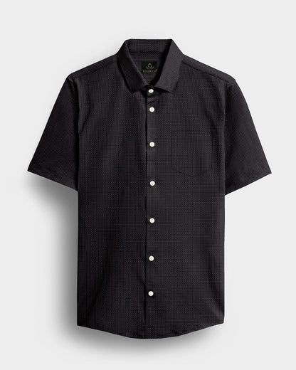 Olive with Espresso Brown and Jade Black Square Jacquard Check 2 Ply Giza Cotton Shirt