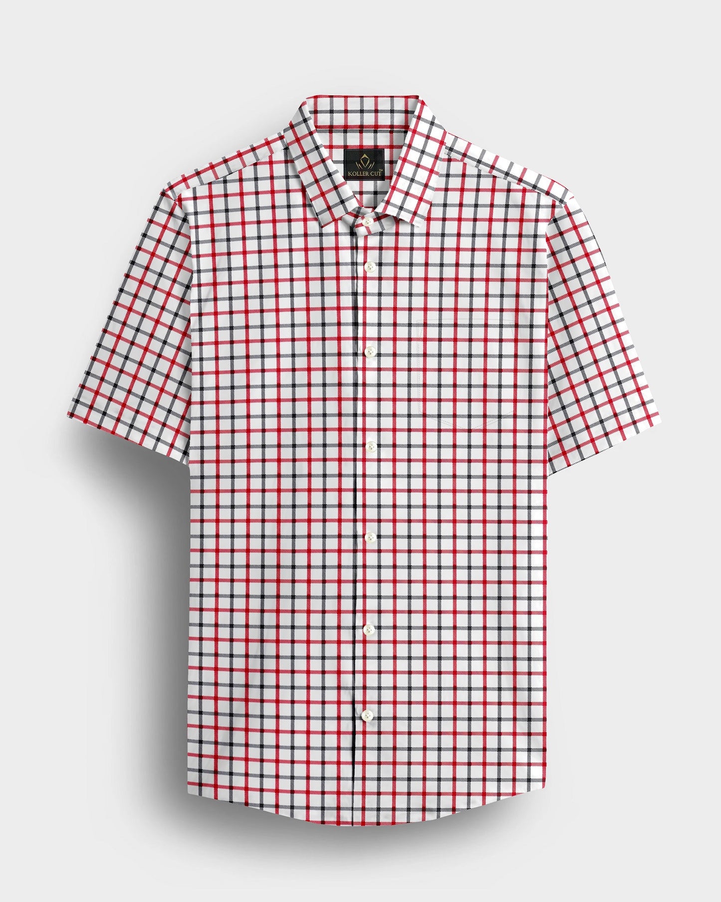 Milk White with Hollyberry and Carbon Black Checks Cotton Shirt