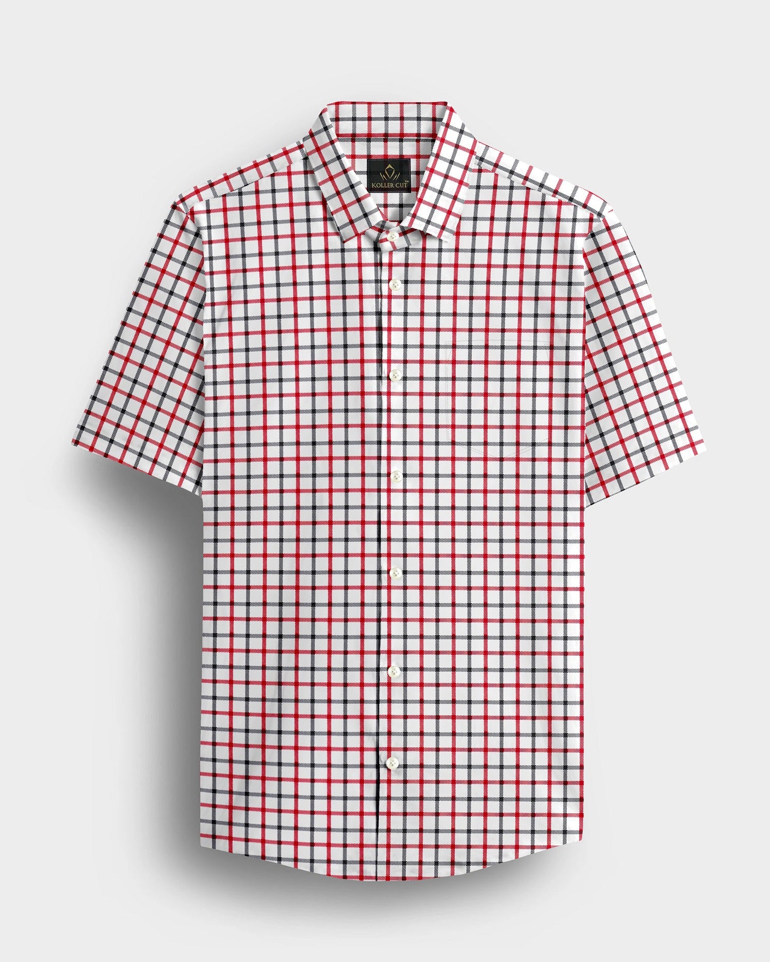 Milk White with Hollyberry and Carbon Black Checks Cotton Shirt