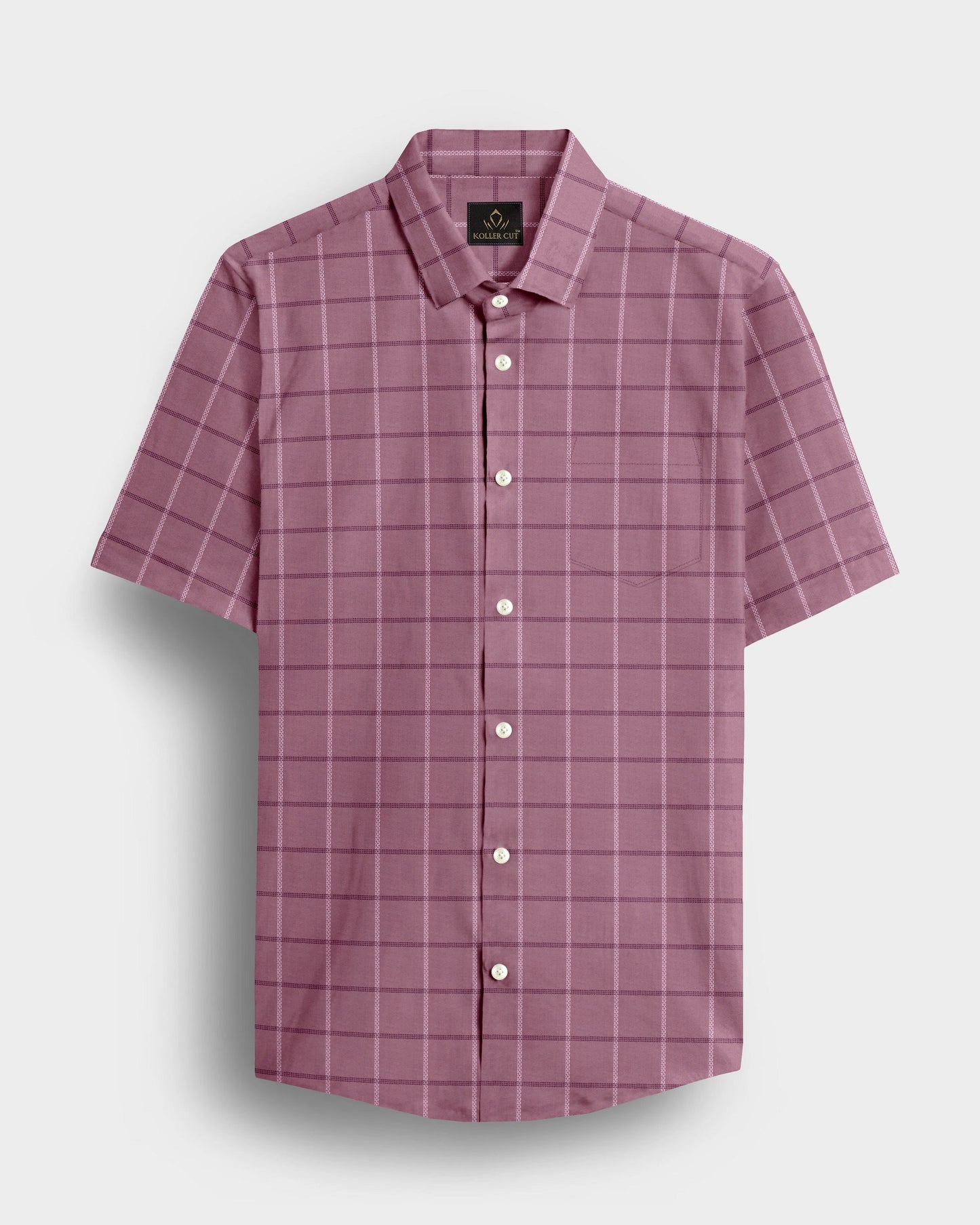 Polignac Pink with White and Rhubarb Red Checks Cotton Shirt