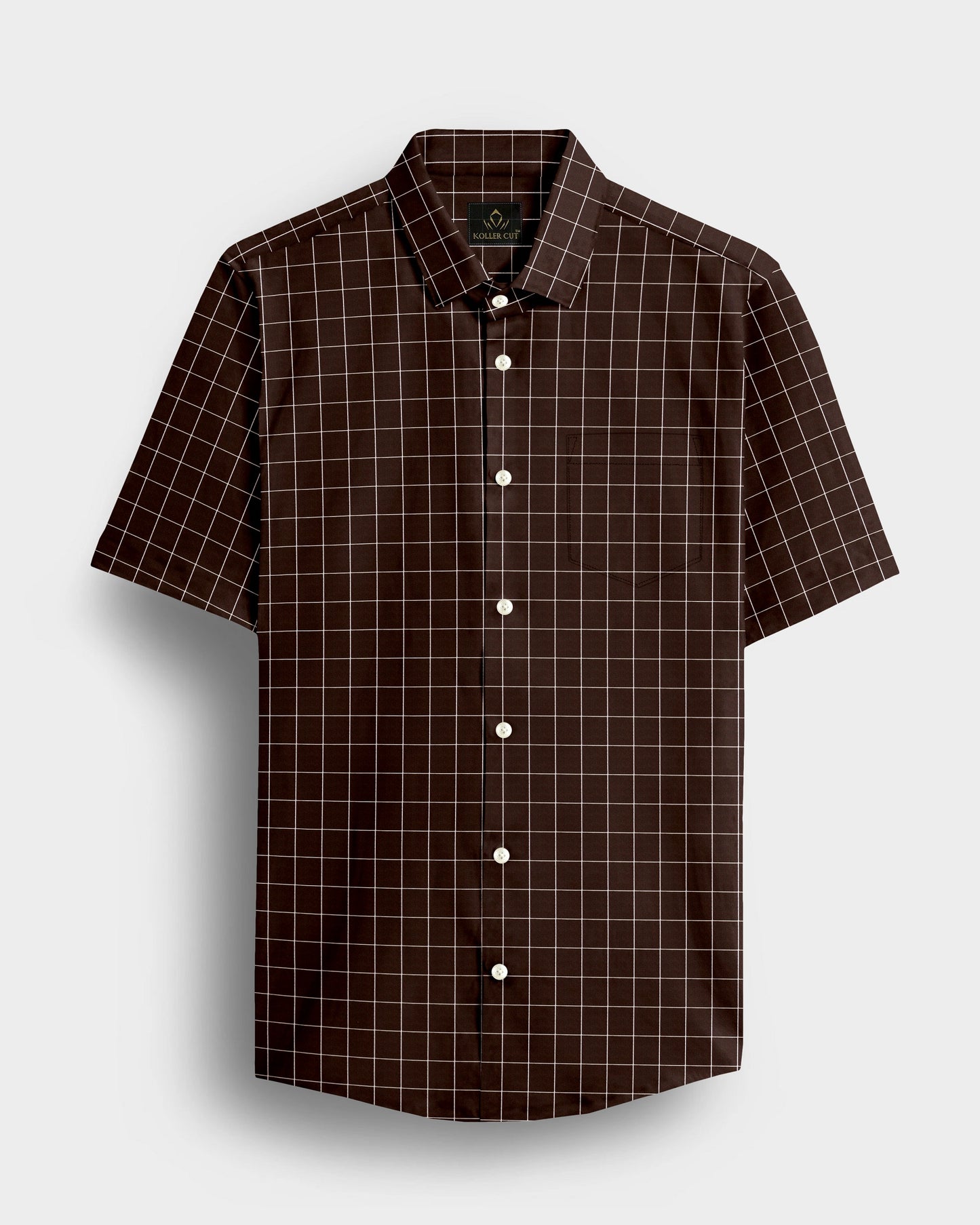 Peat Brown And Salt White Graph Checks Cotton Shirt