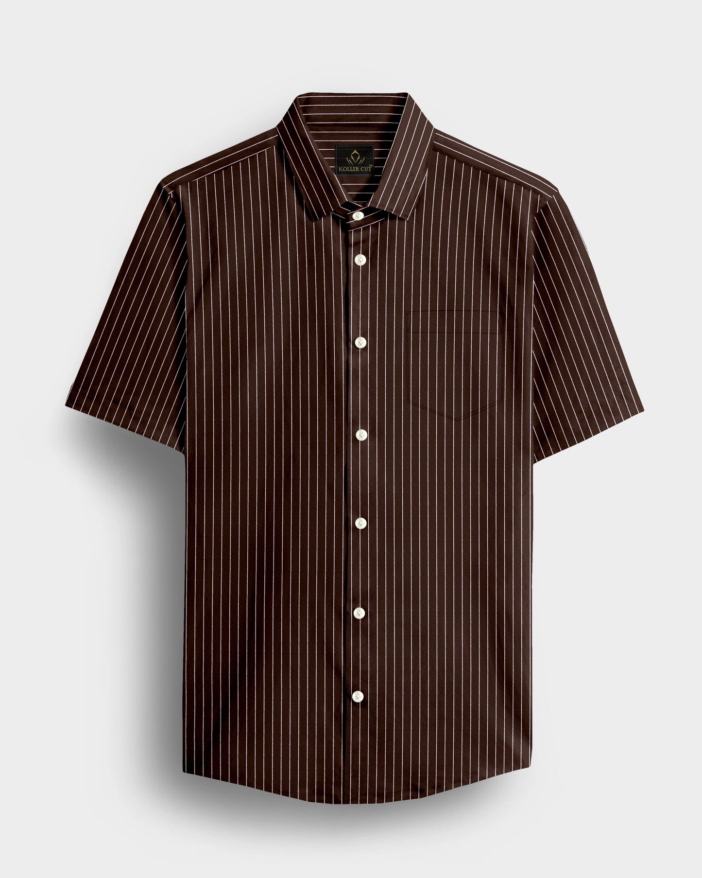 Truffle Brown and Salt White Pinstripes Cotton Shirt