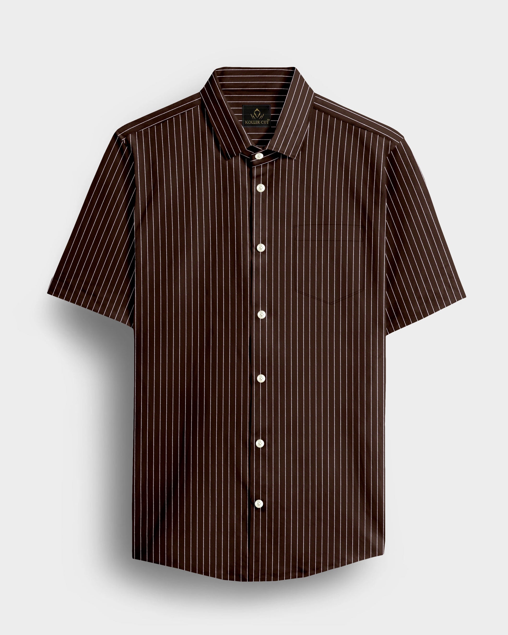 Truffle Brown and Salt White Pinstripes Cotton Shirt