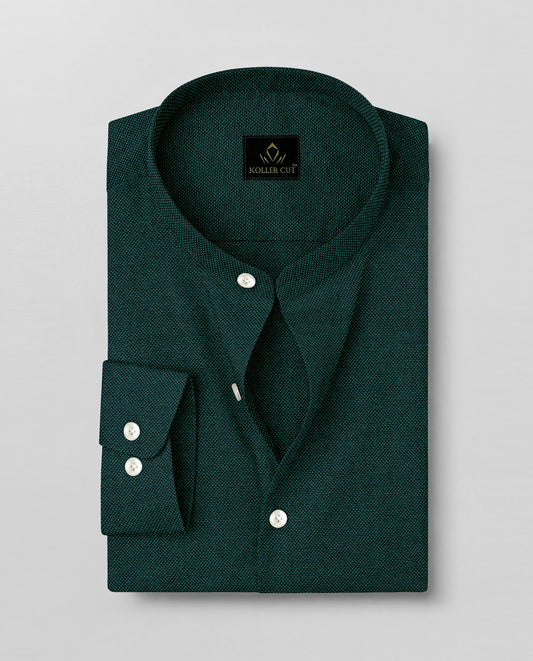 Eden Green Two Toned Mandarin Collar Premium Oxford Cotton Shirt