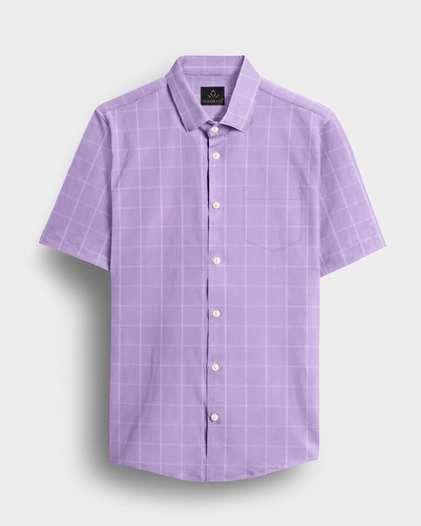 Sheer lilac Purple and Frost White Checks Cotton Shirt