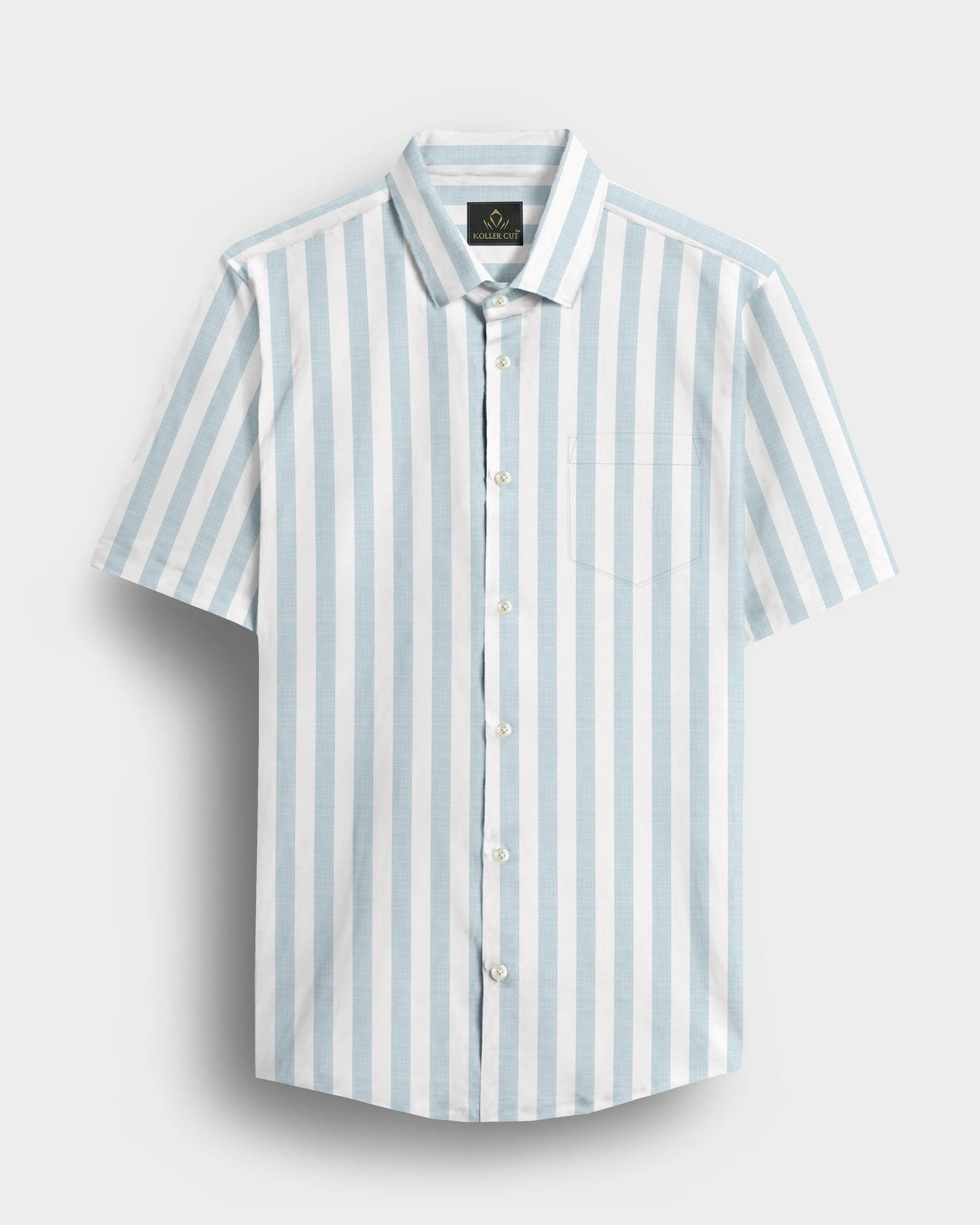 White and Gossamer Green Stripes Cotton Linen Shirt