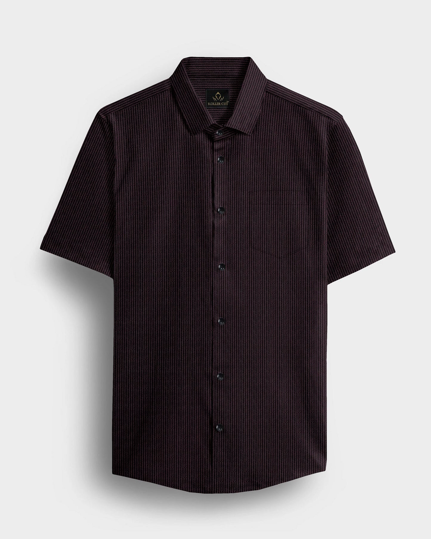 Jade Black and fuchsia Red Herringbone Stripes Oxford Cotton Shirt