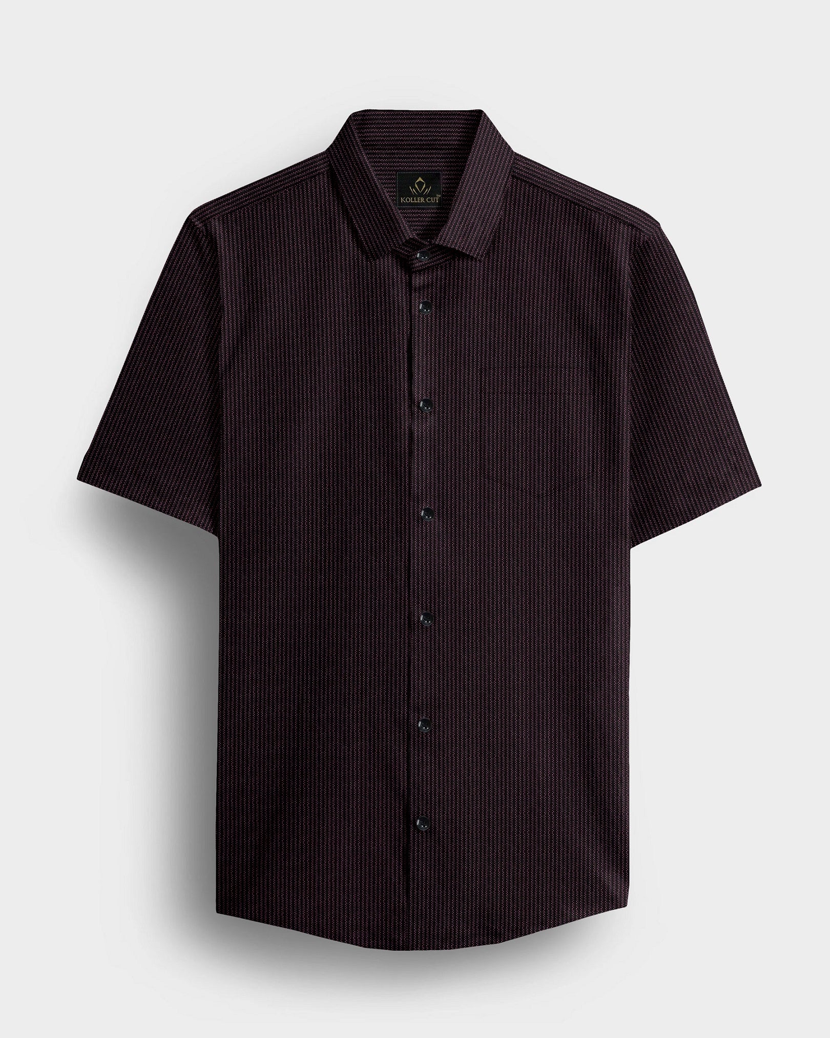 Jade Black and fuchsia Red Herringbone Stripes Oxford Cotton Shirt