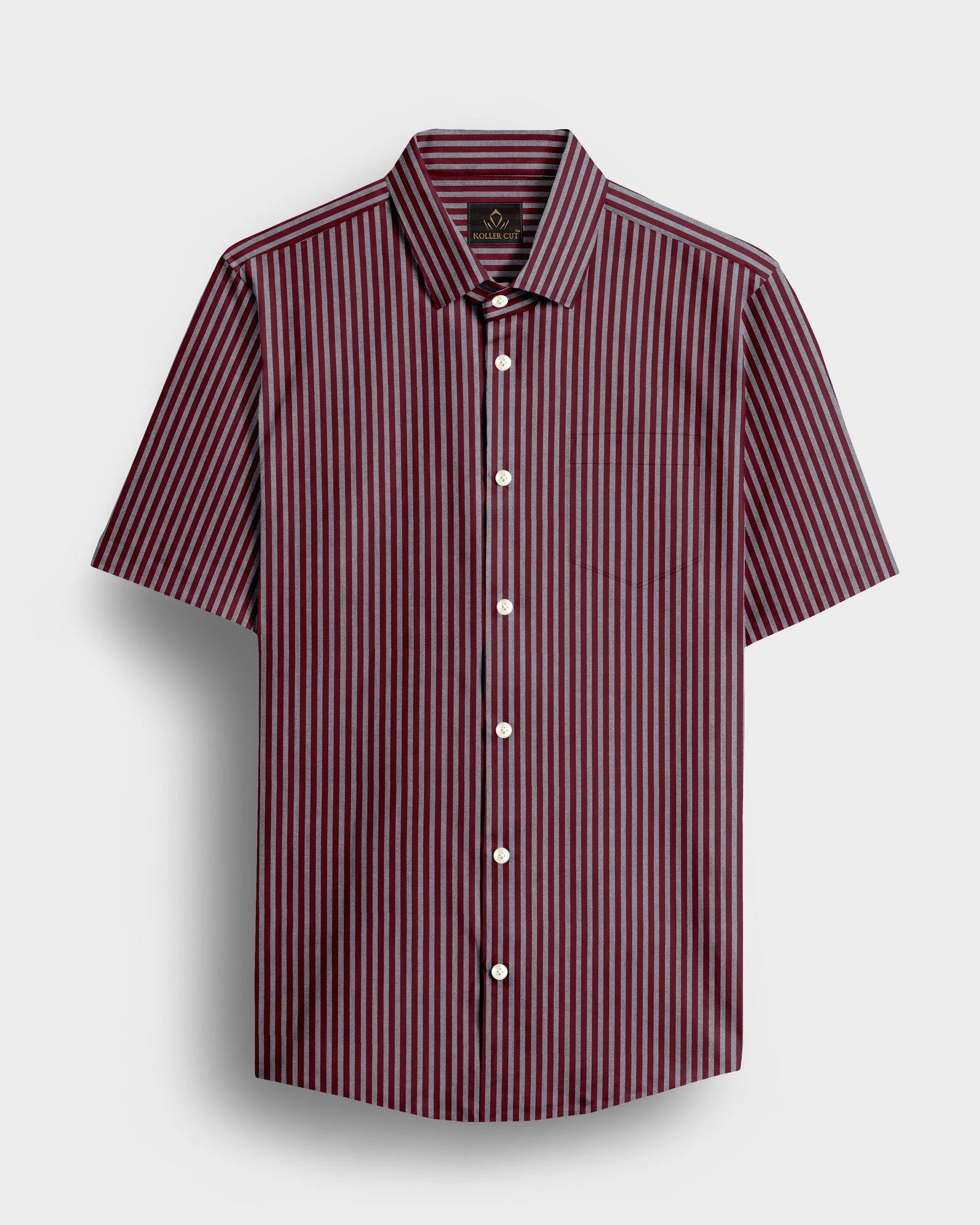 Cabernet Red and Portabella Grey Stripes Cotton Shirt