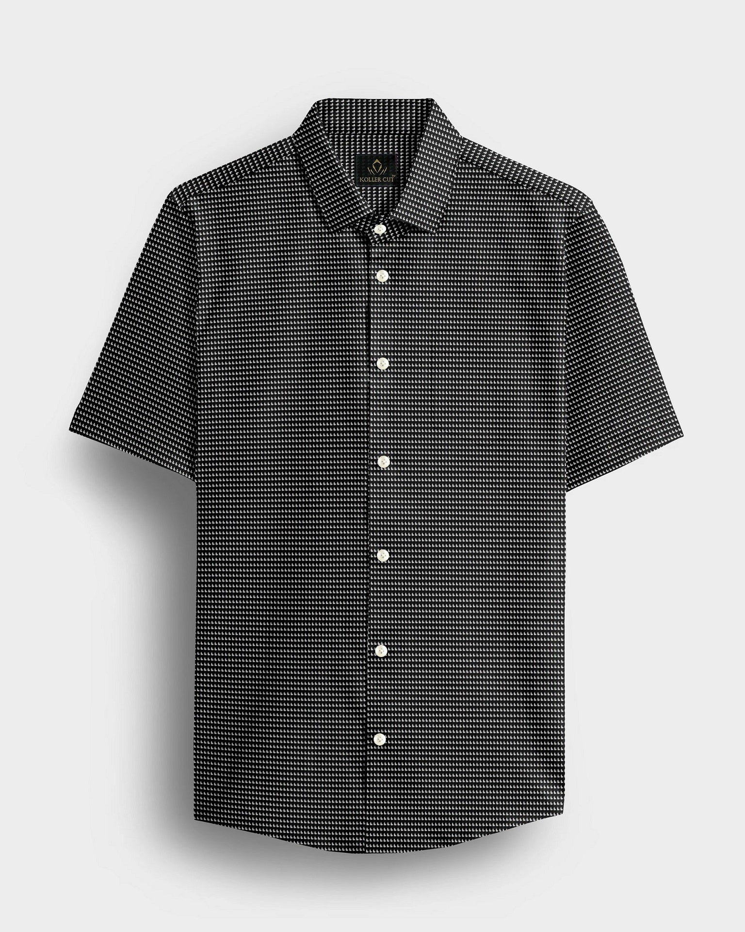 Mantaray Black and White Printed 2 Ply Giza Cotton Shirt
