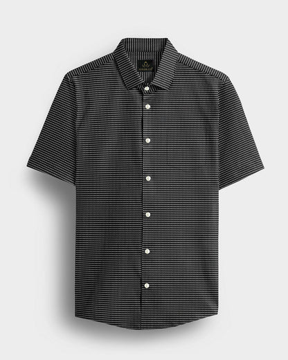 Mantaray Black and White Printed 2 Ply Giza Cotton Shirt