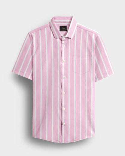White and Reverie Pink Multitrack Stripes Cotton Shirt