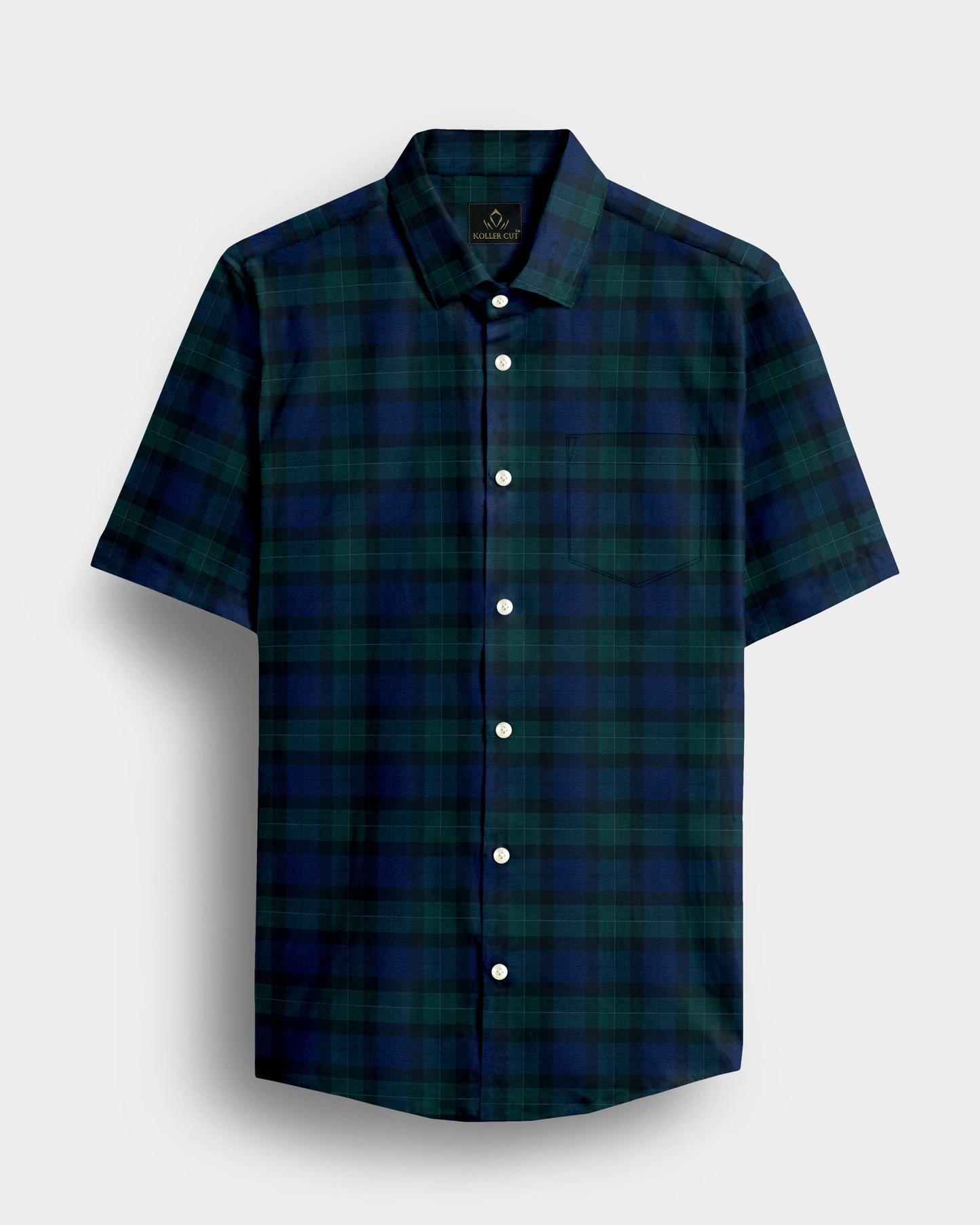 Ink Blue with Castleton Green and Black Multicolored Tartan Checks Premium Cotton Shirt