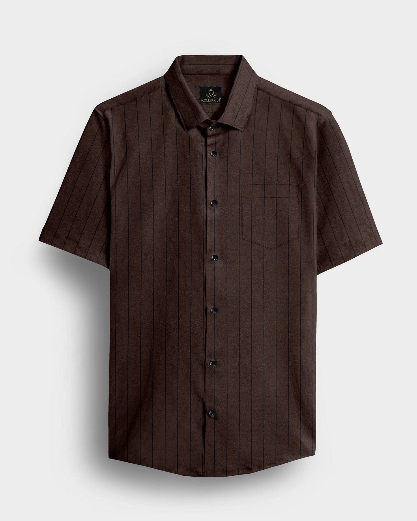 Pecan Brown and Raven Black Pinstripes Oxford Cotton Shirt