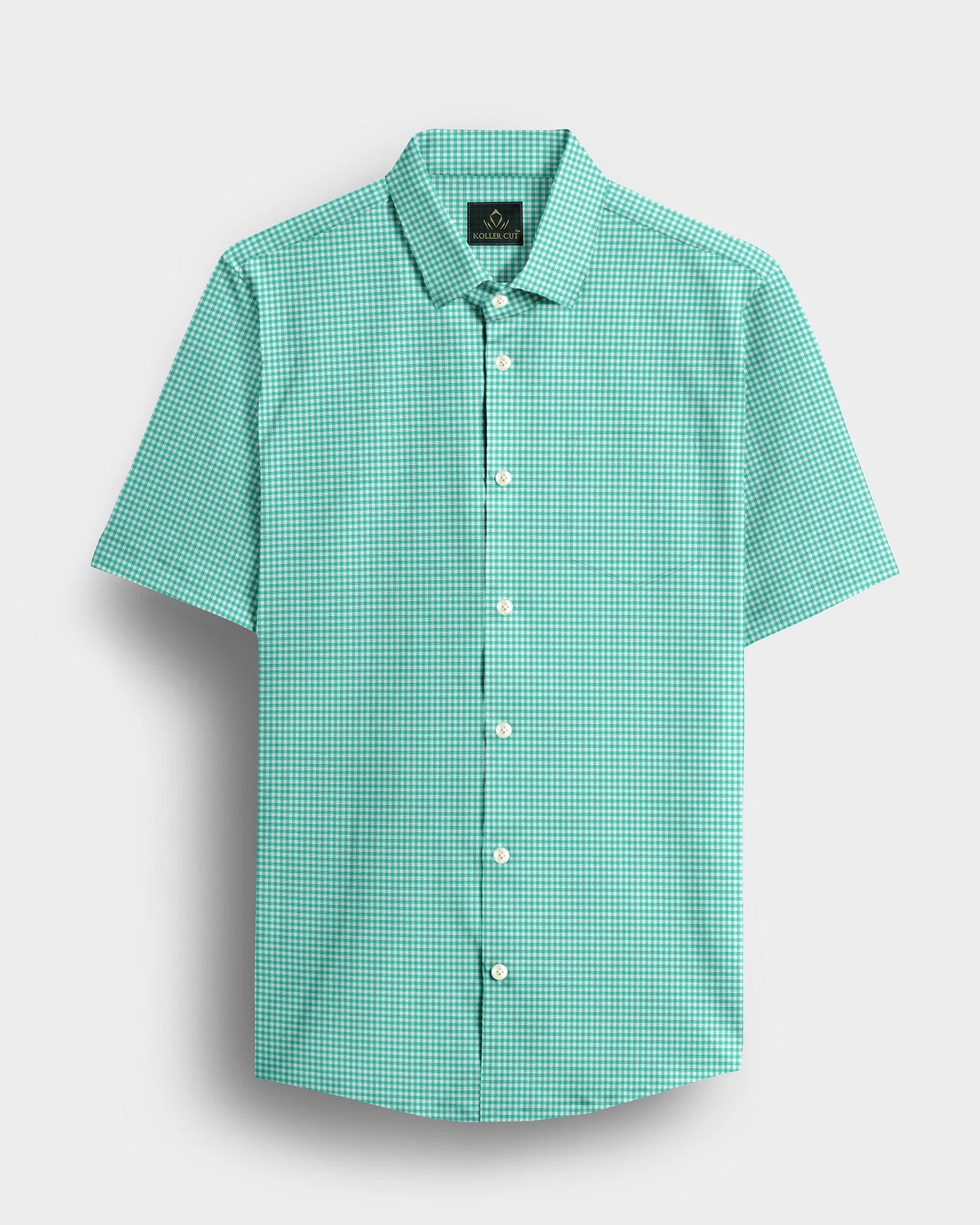 White and Aruba Blue Gingham Checks Cotton Shirt