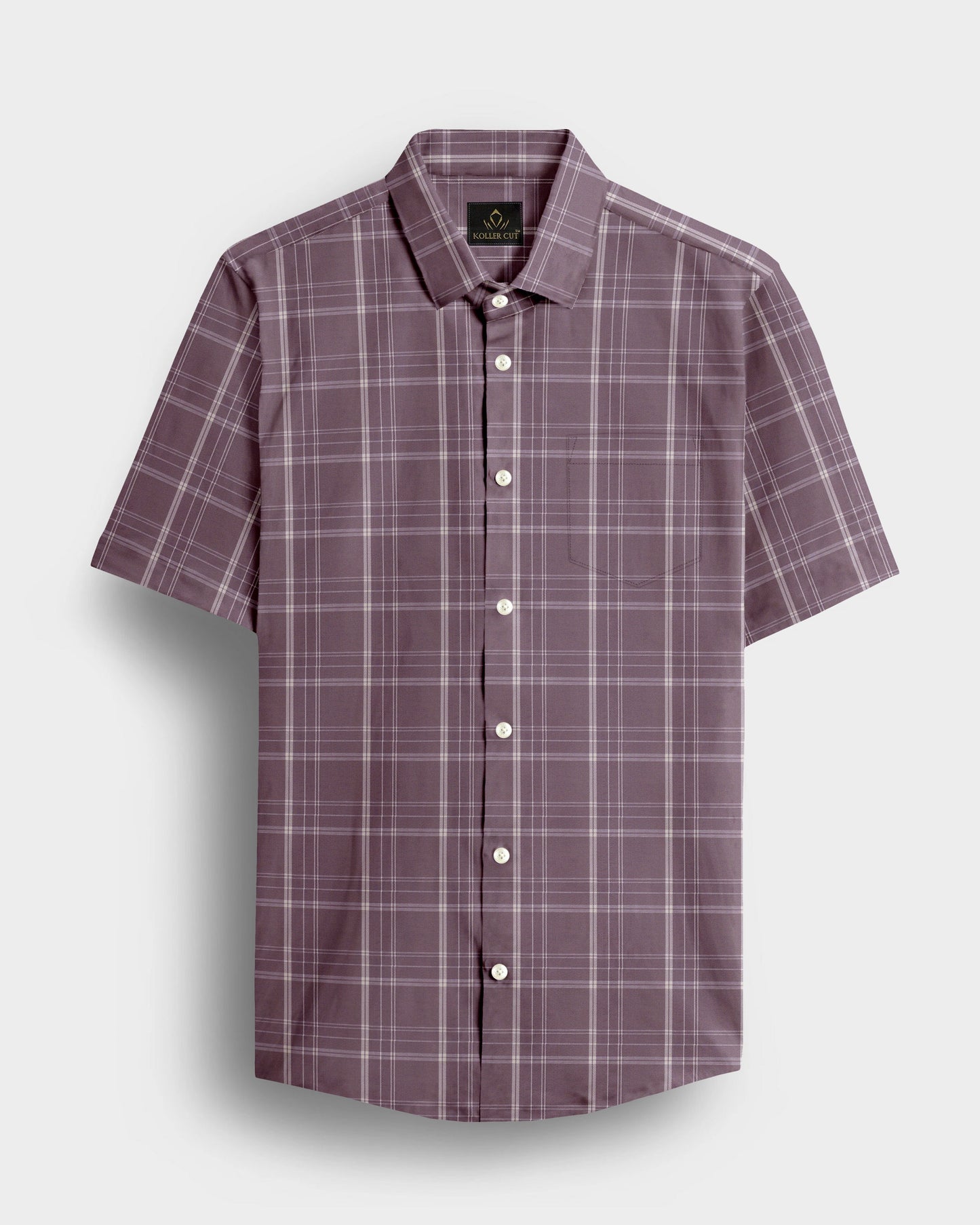 Mauve Purple and Cream Checks Cotton Shirt
