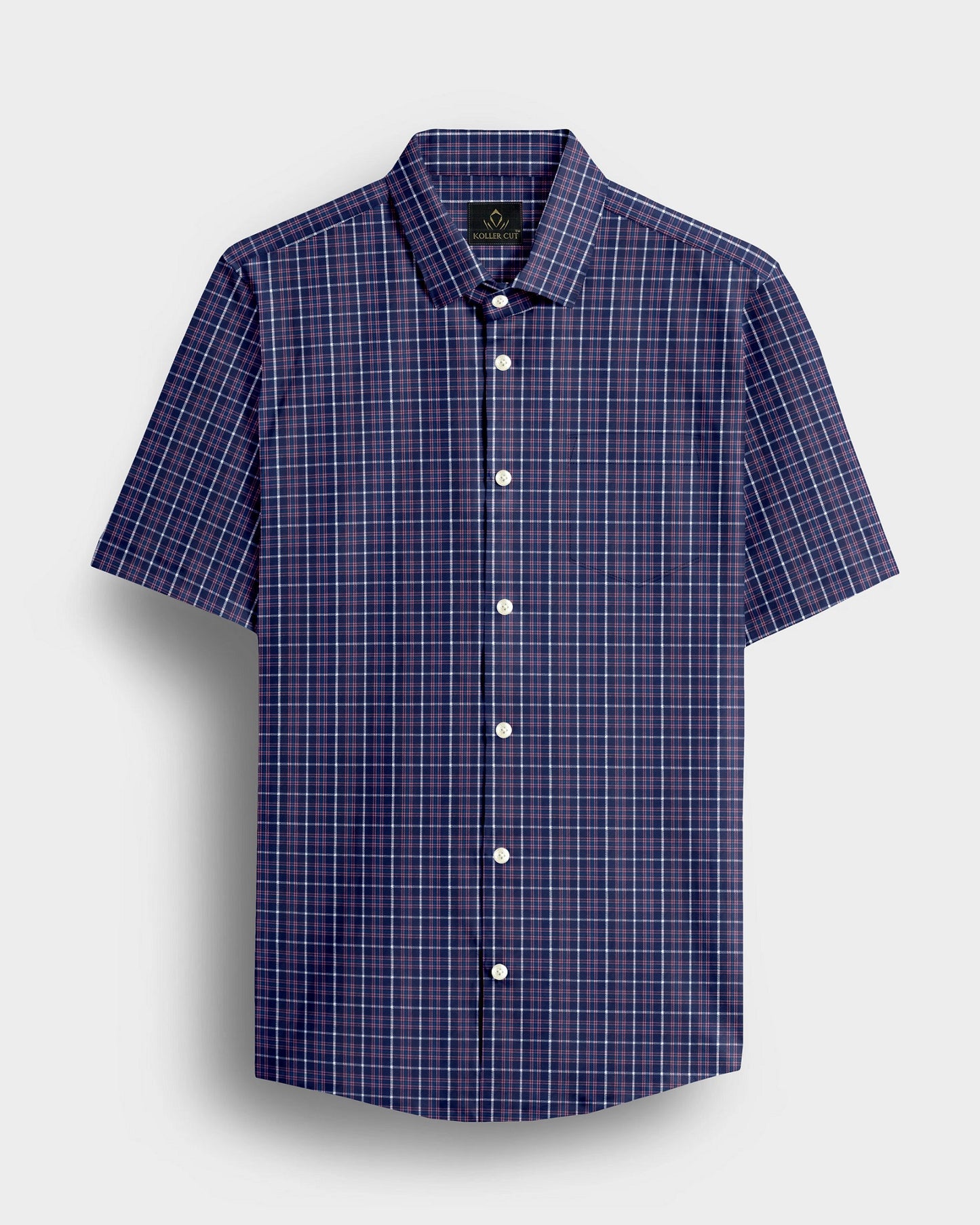 Opal Blue with Blossom Pink and White Checks Cotton Shirt
