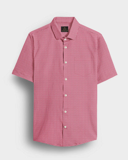 Poinsettia Red and White Ninja Shuriken Printed Cotton Shirt