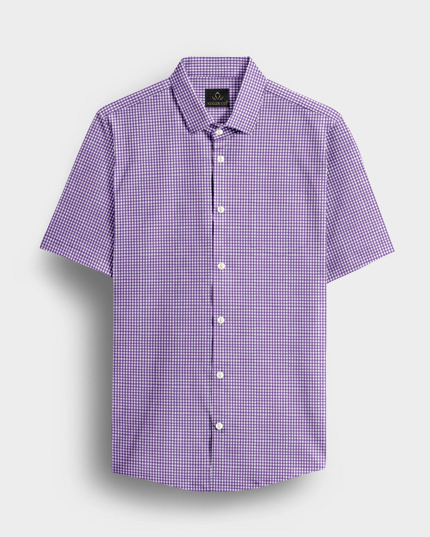 Bellflower Purple and White Gingham Checks Cotton Shirt