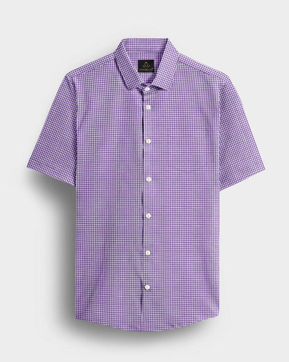 Bellflower Purple and White Gingham Checks Cotton Shirt