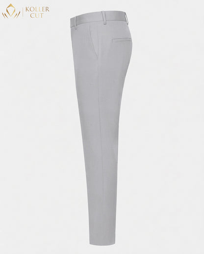 Silver Gray Wool Rich Slight Stretch Pant