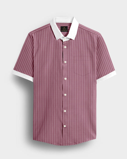 Polignac Pink and Salt White Pinstripes Designer Cotton Shirt