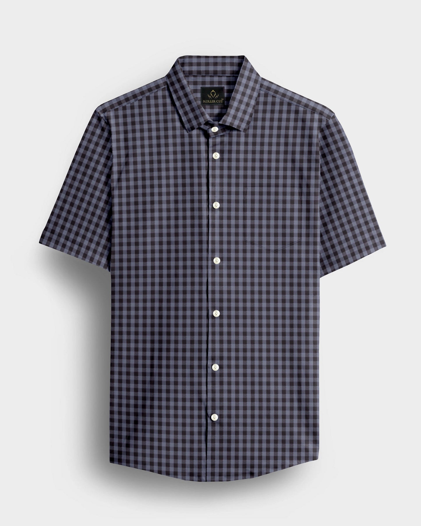 Niagara Blue and Mulch Brown Gingham Checks 2 ply Cotton Shirt